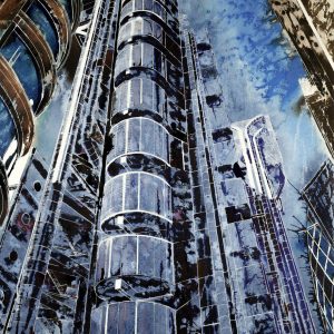 Painting of the Lloyds buidning in London©2012 - Cathy Read - The Lloyds Building - Mixed media-75x55cm