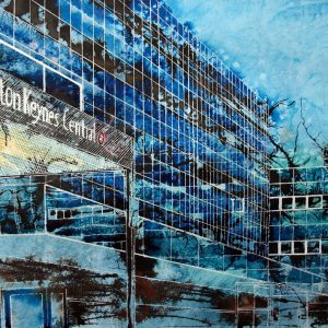 Painting of Milton Keynes Station©2012 - Cathy Read - Destination Anywhere - Mixed Media- 50x40cm