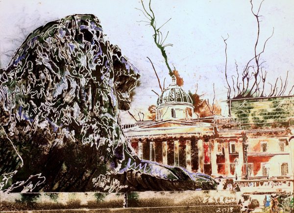 Painting of the Lion at Trfalgar Square