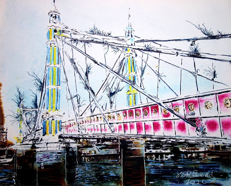 Cathy Read - Artist - Painting of Albert Bridge over the River Thames in London