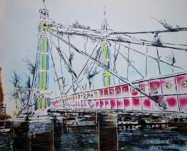 Painting of Albert Bridge over the River Thames in London