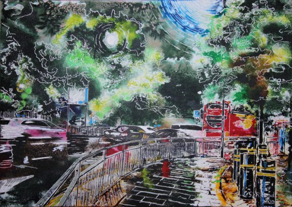 Painting of the road from the Apollo Hammersmith