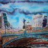 Cathy Read captures the beauty of Southwark Bridge in a city scape painting using watercolours and acrylic ink.