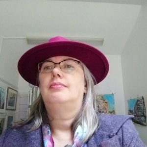 Cathy Read at Art on the Fence Exhibition in Sept 2020