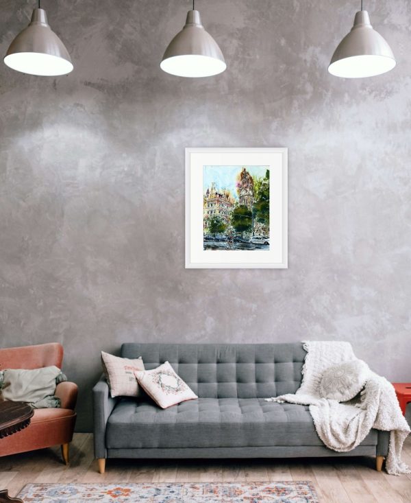 Spirit of Manchester painting by Cathy Read in Room Setting