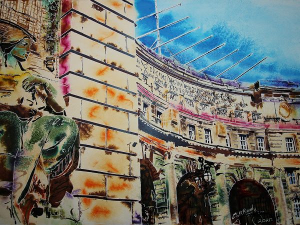 Original painting of Admiralty Arch - ©2020 - Cathy Read - Watercolour and Acrylic- 56 x 76cm