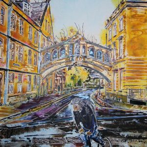 Hertford College, Oxford, Bridge of Sighs painting by Cathy Read