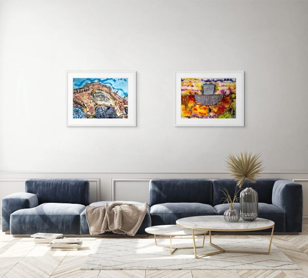 Cathy Read - Artist - Fishmarket and Pavement Perusal paintings in a room setting