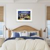 Room setting featuring A3 print of a painting Goodnight Thames created by contemporary artist Cathy Read