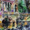 Painting of the Palladian Bridge at Stowe Landscape Gardens created by Cathy Read