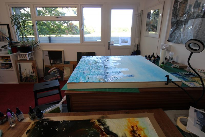 Studio 15 and Canary Wharf Commission painting in progress