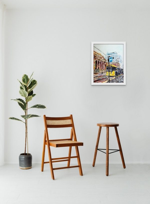 Room setting featuring Leaving St Peter's Square an original paintng by Artist Cathy Read