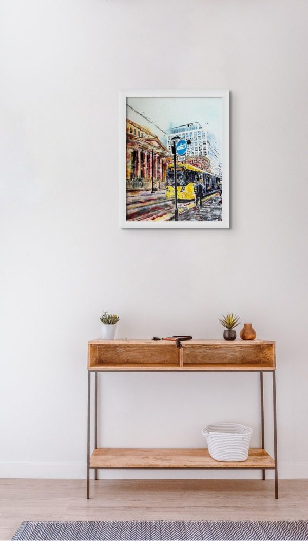 Room setting featuring Leaving St Peter's Square an original paintng by Artist Cathy Read