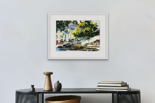Room Setting Featuring Northumberland Avenue, an original painting by Artist Cathy Read