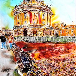 Cathy Read - Artist -Radcliffe Camera in Oxford. Creation by Cathy Read in Watercolour and acrylic iinks