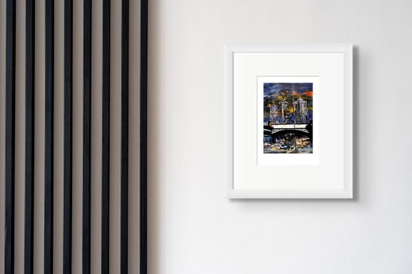 Room Setting featuring print of Deansgate, a painting by Artist Cathy Read