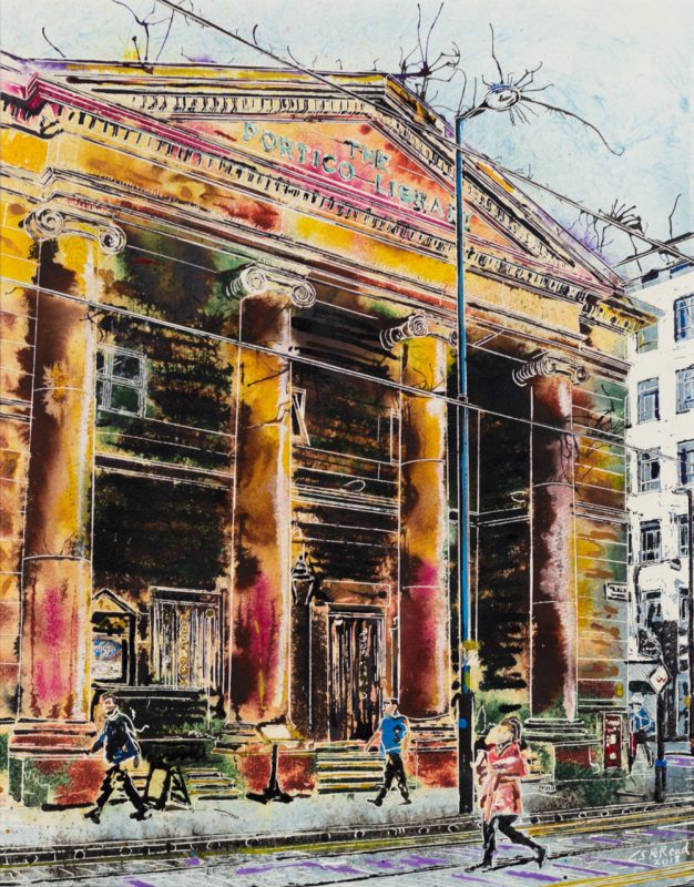 Passing by Portico ©2018 Cathy Read Painting of Moseley Street Manchester