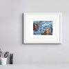 Room setting featuring A4 Print of artist Cathy Read's original painting of London Map