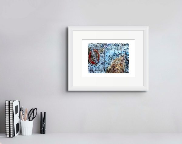 Room setting featuring A4 Print of artist Cathy Read's original painting of London Map