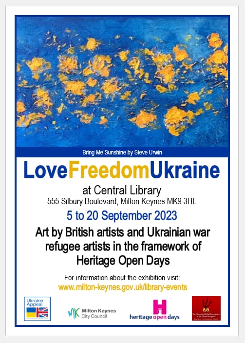 Poster detailing Love Freedom Ukraine Exhibition