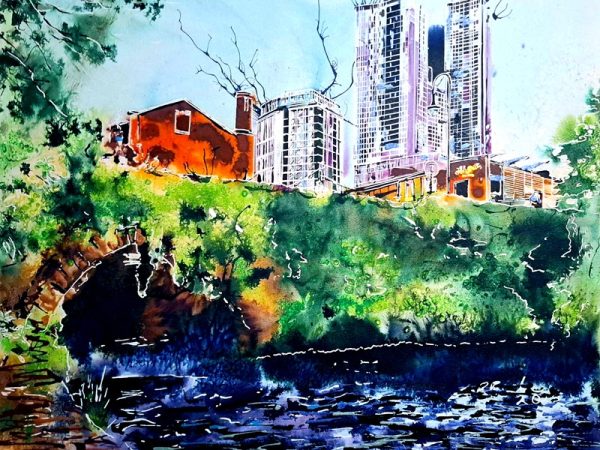 Cathy Read - Artist -Bridgewater meets Rochdale Canal Painting