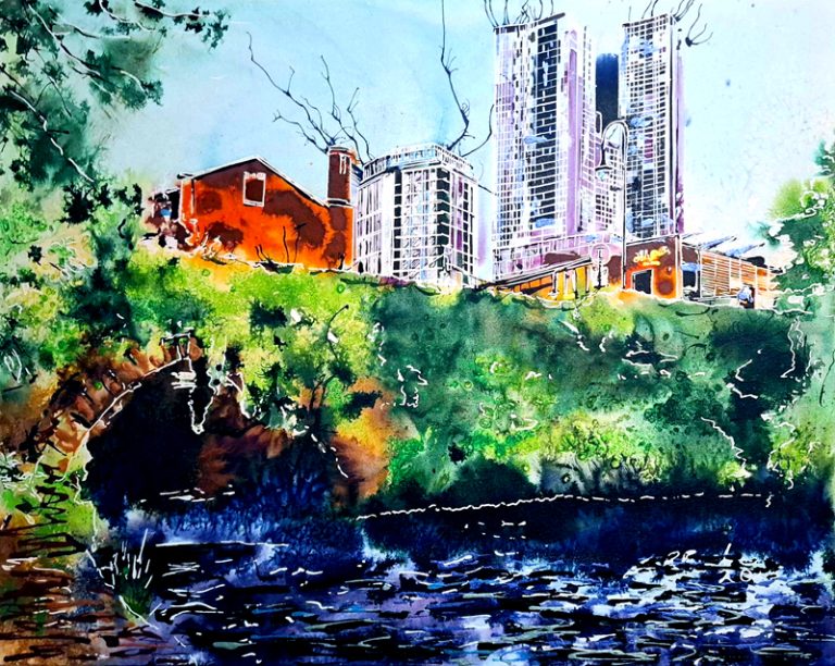 Cathy Read - Artist -Bridgewater meets Rochdale Canal Painting