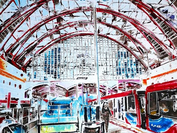 Cathy Read - Artist - Canary Wharf Station Painting