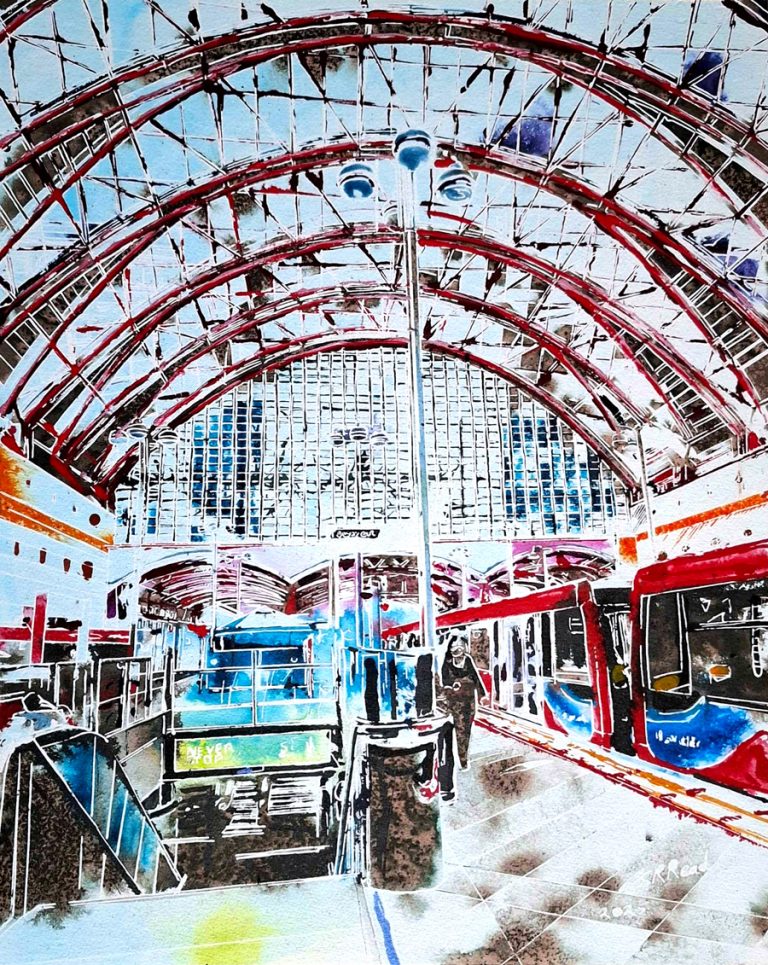 Cathy Read - Artist - Canary Wharf Station Painting