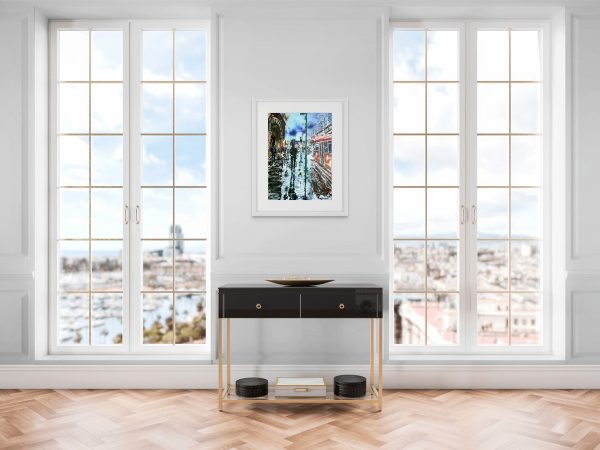 Cathy Read - Artist - St Pancras Reflections painting in a room setting