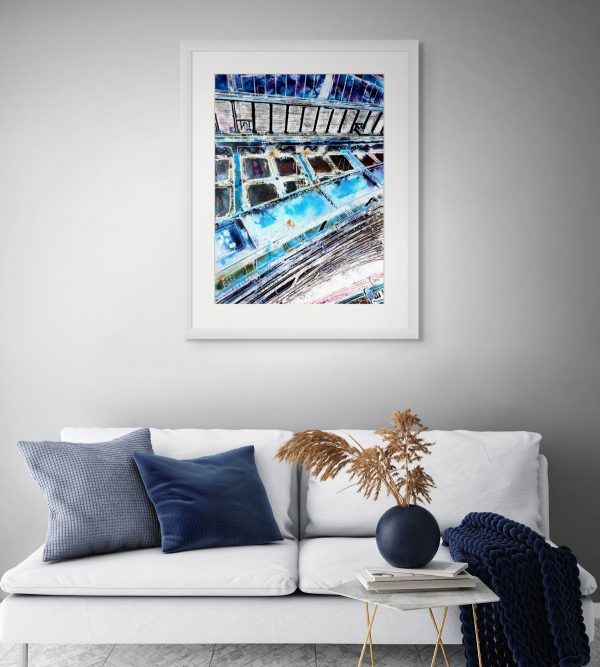 Cathy Read – Artist - Blackfriars Railway Bridge Painting in a room setting