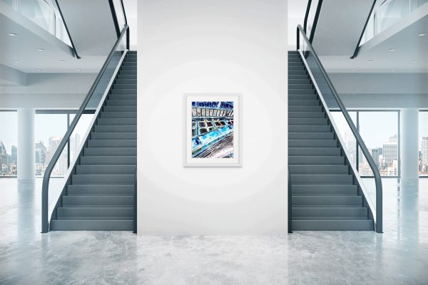 Cathy Read – Artist - Blackfriars Railway Bridge Painting in a room setting