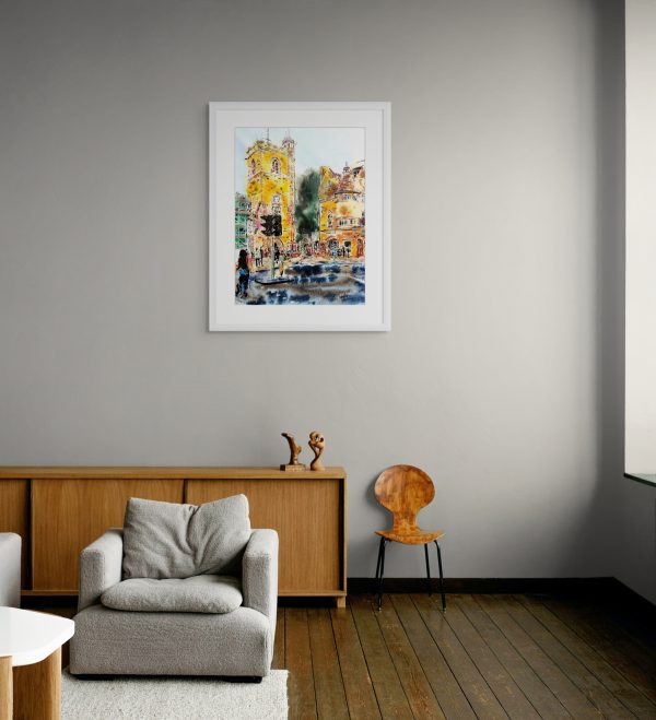 Cathy Read – Artist - Carfax Tower Painting in a room setting