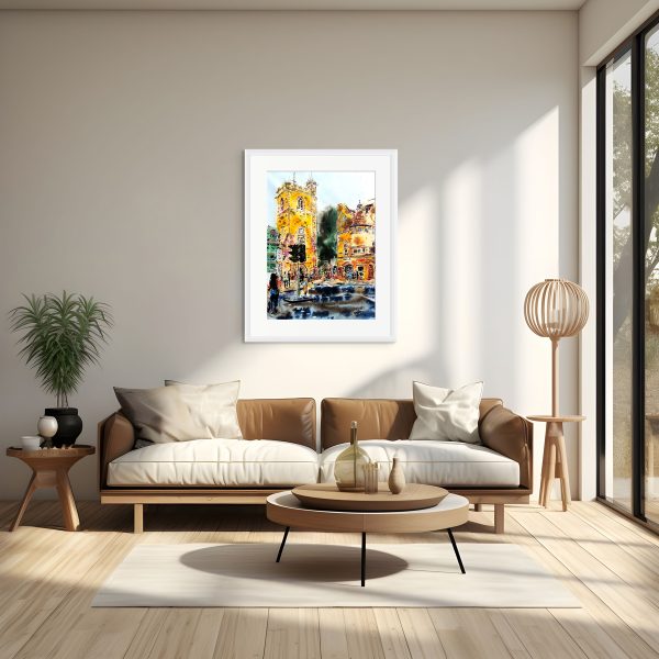 Cathy Read – Artist - Carfax Tower Painting in a room setting