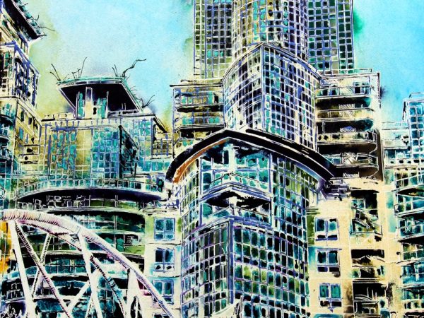 Cathy Read – Artist - St George Wharf, Riverside Walk Painting