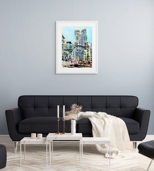 Cathy Read – Artist - St George Wharf, Riverside Walk Painting in a room setting