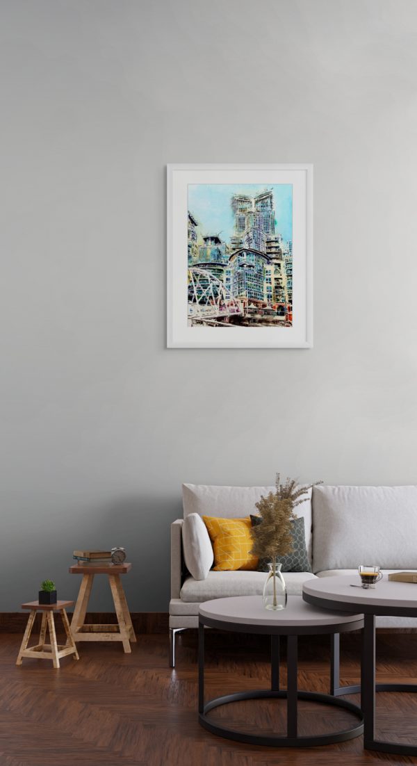 Cathy Read – Artist - St George Wharf, Riverside Walk Painting in a room setting