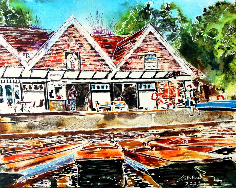Cathy Read - Artist - Cherwell Boathouse Painting
