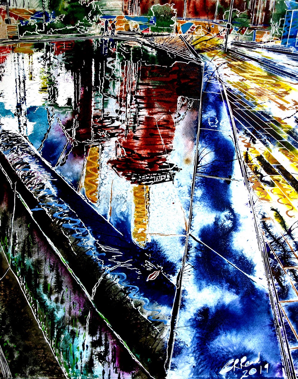 Cathy Read – Artist - Battersea Reflections Painting