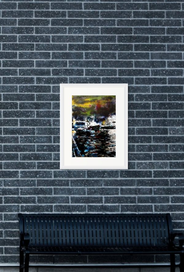 Cathy Read - Artist - HMS Belfast at Night Painting in a room setting