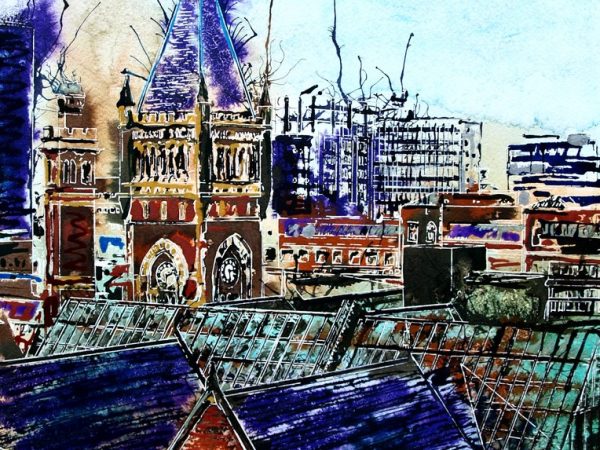 Cathy Read - Artist - Manchester Skyline Painting