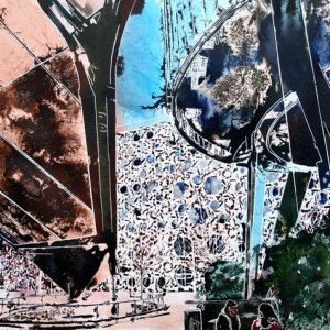 Greenwich Geometry - ©2014 - Cathy Read -  Watercolour and Acrylic -40 x 50 cm