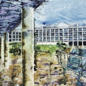 Wolfson College, Oxford - River Quad - ©2013 - Cathy Read - SOLD