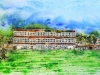 Royal Latin School - Building on 600 years - ©2013-Cathy Read - Watercolour and Acrylic ink - 43 x 106cm = SOLD