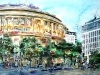 Heading Home Past Central Library ©2018 - Cathy Read - 42 x 59 cm - Watercolour and Acrylic ink