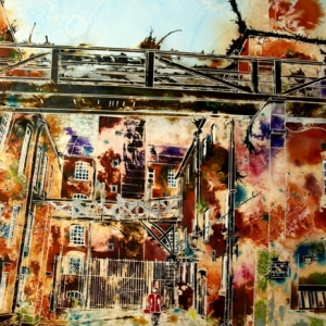 Dirty Old Mill - ©2013 - Cathy Read -Watercolour and acrylic ink - 75 x 55 cm - Sold