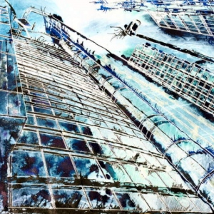 Anonymous in the City - ©2013 - Cathy Read - Watercolour and Acrylic- 40 x 50 cm