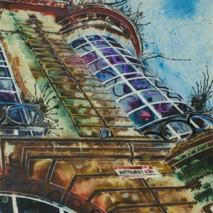 Haymarket-Corner - October - Cathy-Read- ©2018-Watercolour and Acrylic-40x 50cm