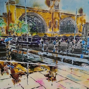 Kings Cross Reflections - ©2020 - Cathy Read -Watercolour and Acrylic Ink