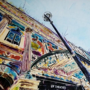 London Palladium - ©2021 - Cathy Read - Watercolour and Acrylic - 56 x 76 cm