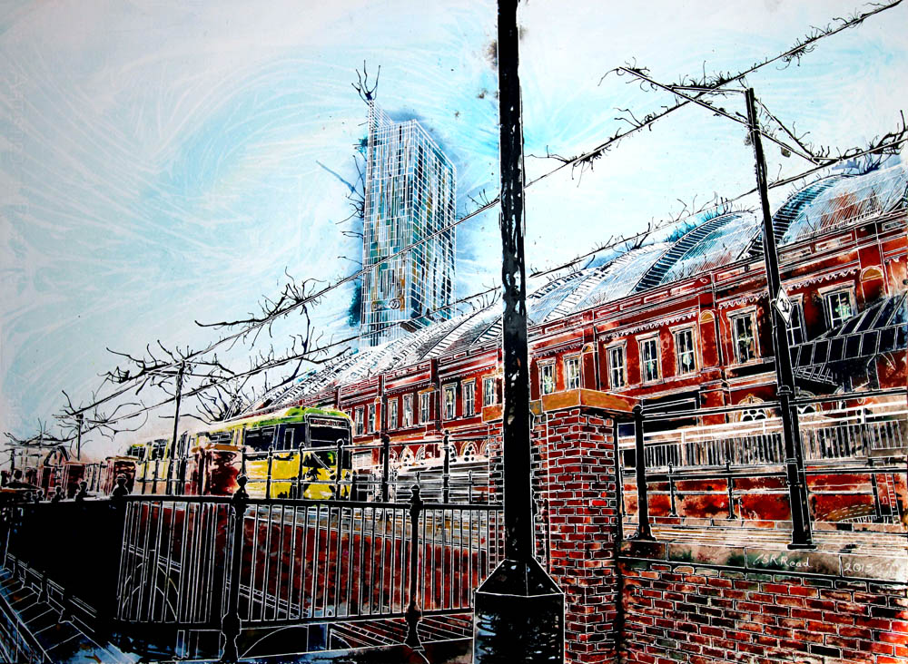 Piccadilly Bound - ©2015 - Cathy Read - 56x76cm - Watercolour and Acrylic ink